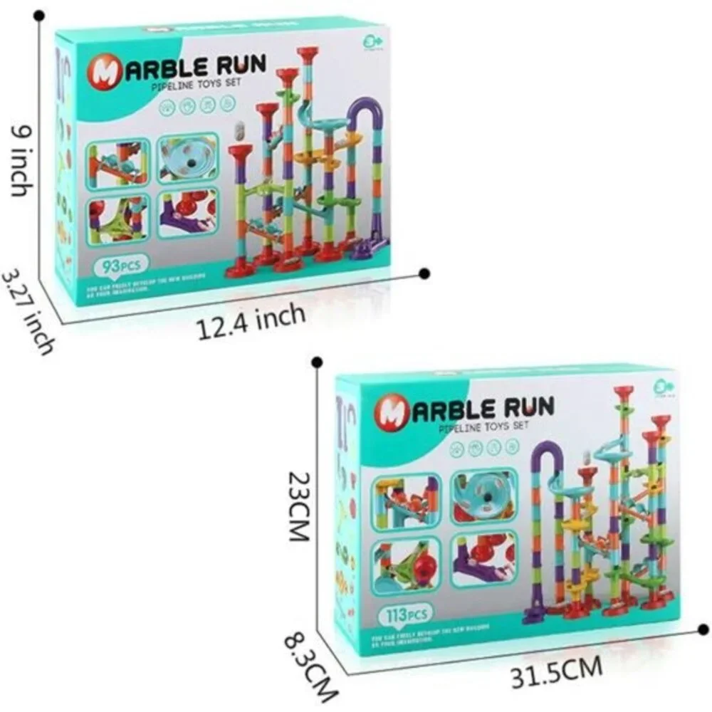 113 Pcs Marble Run for Kids Compact Set, STEM Learning Construction Building Toy